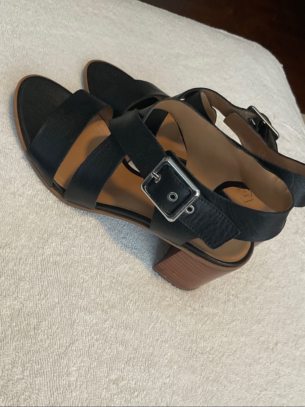 Franco Sarto Black Strappy Block Heel Sandals